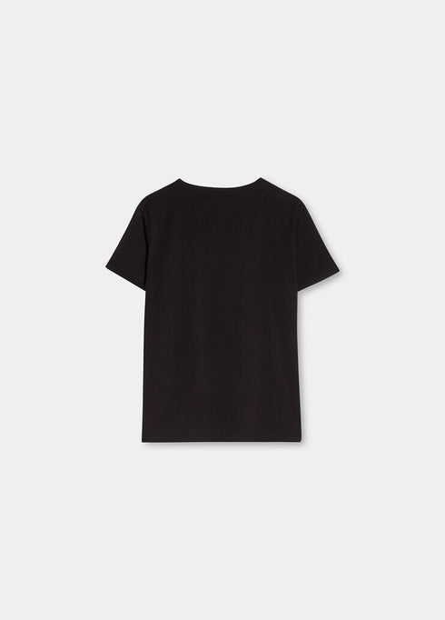 T-shirt Donna con strass e gioielli applicati Nero LIU.JO- Francavilla Moda